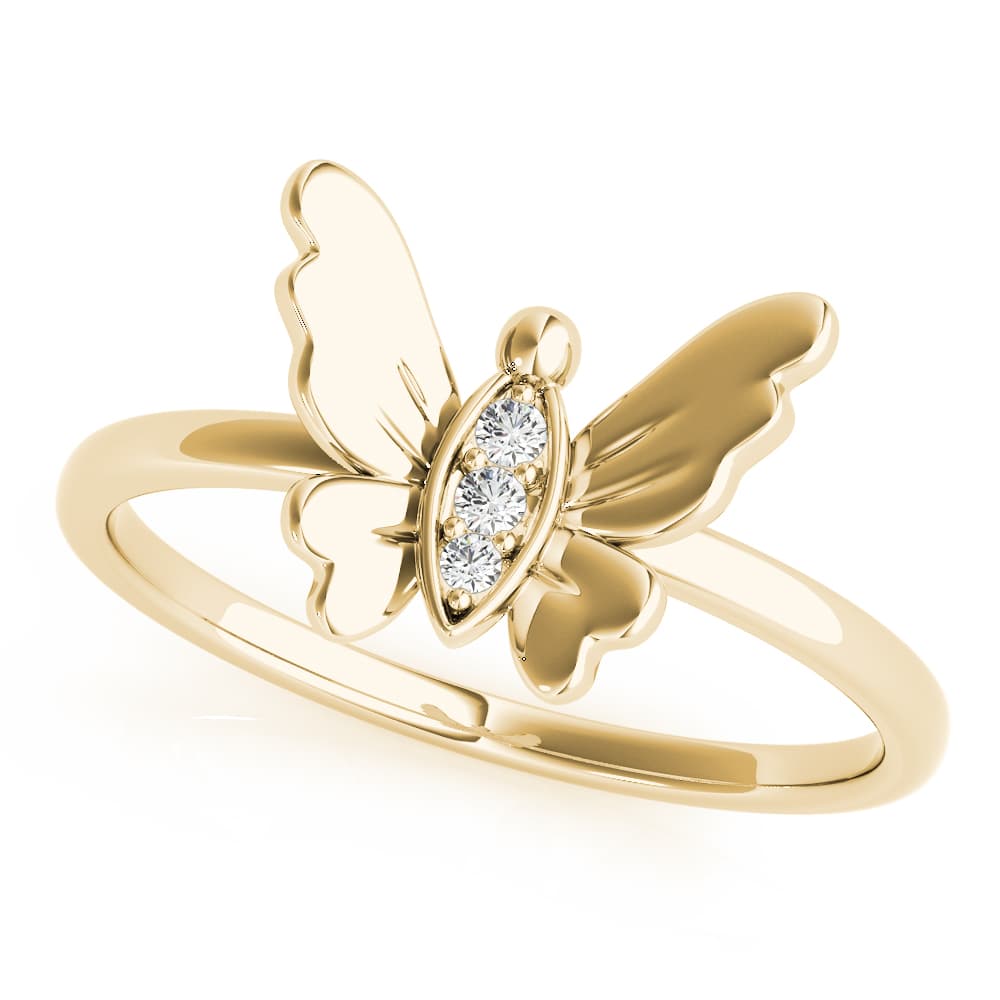 Butterfly Fashion Ring (0.03 ct. tw.), Front view in yellow gold