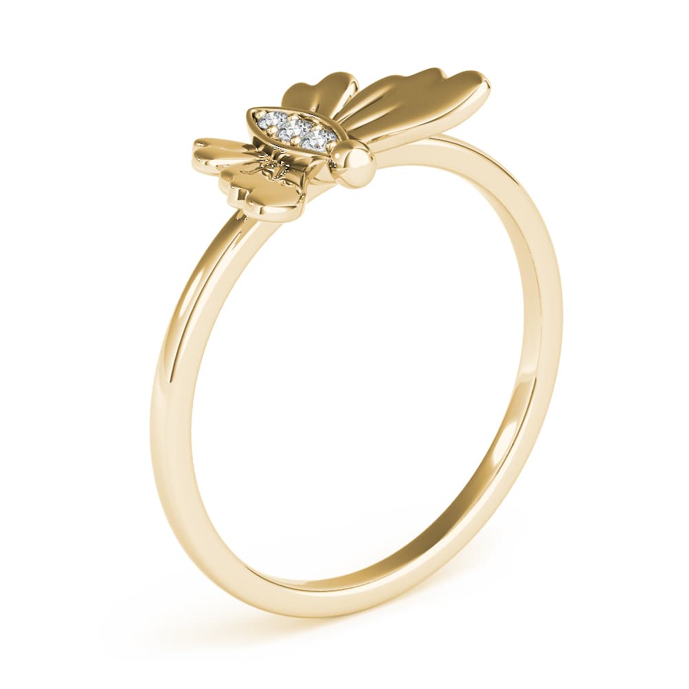 Butterfly Fashion Ring (0.03 ct. tw.), Angle view in yellow gold