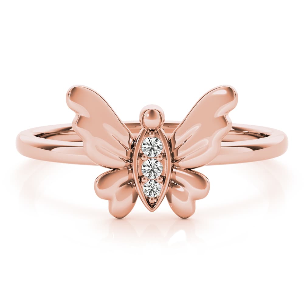 Butterfly Fashion Ring (0.03 ct. tw.), On hand view in rose gold