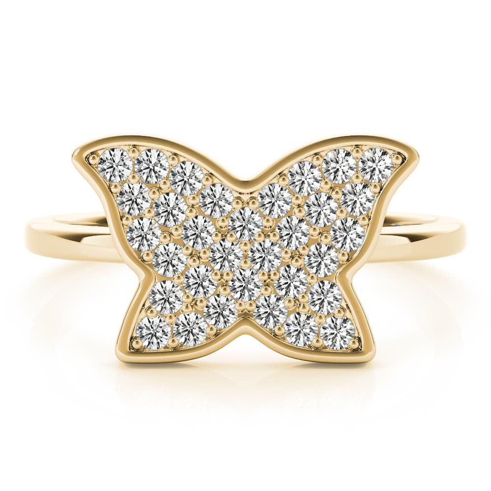 Butterfly Fashion Ring (1/3 ct. tw.), On hand view in yellow gold