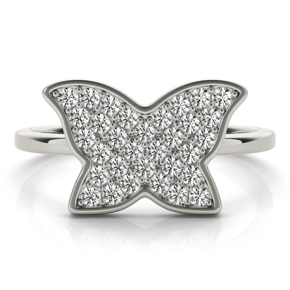 Butterfly Fashion Ring (1/3 ct. tw.), On hand view in white gold or platinum