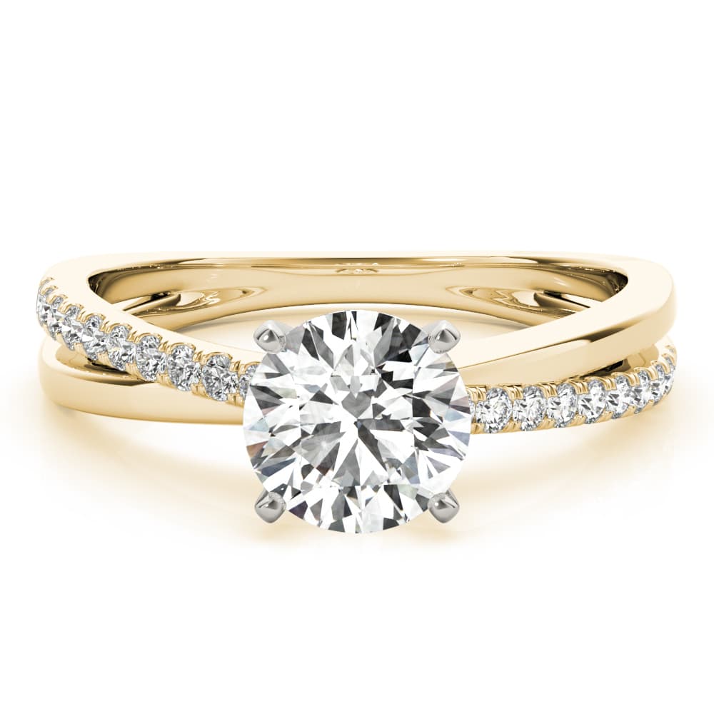 Intertwined Engagement Ring, style 85112, On hand view in yellow gold