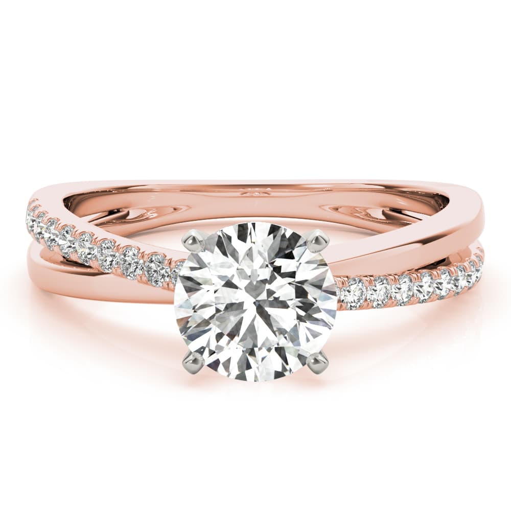 Intertwined Engagement Ring, style 85112, On hand view in rose gold