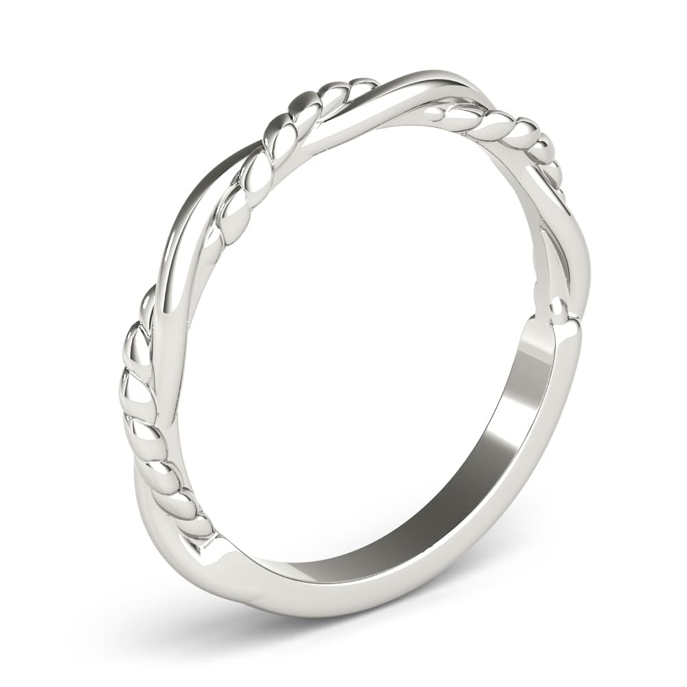 Twisted Filigree Gold Band, Angle view in white gold or platinum