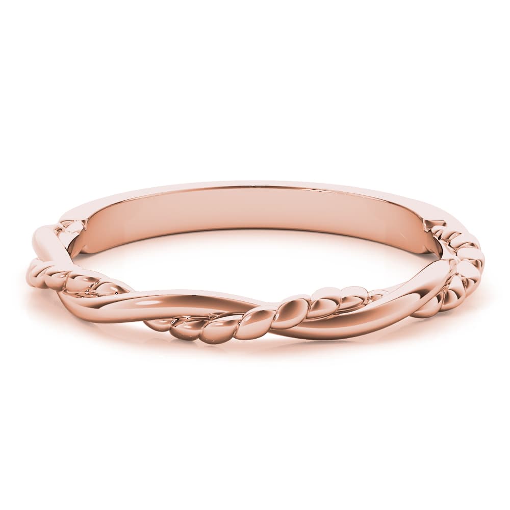 Twisted Filigree Gold Band, On hand view in rose gold