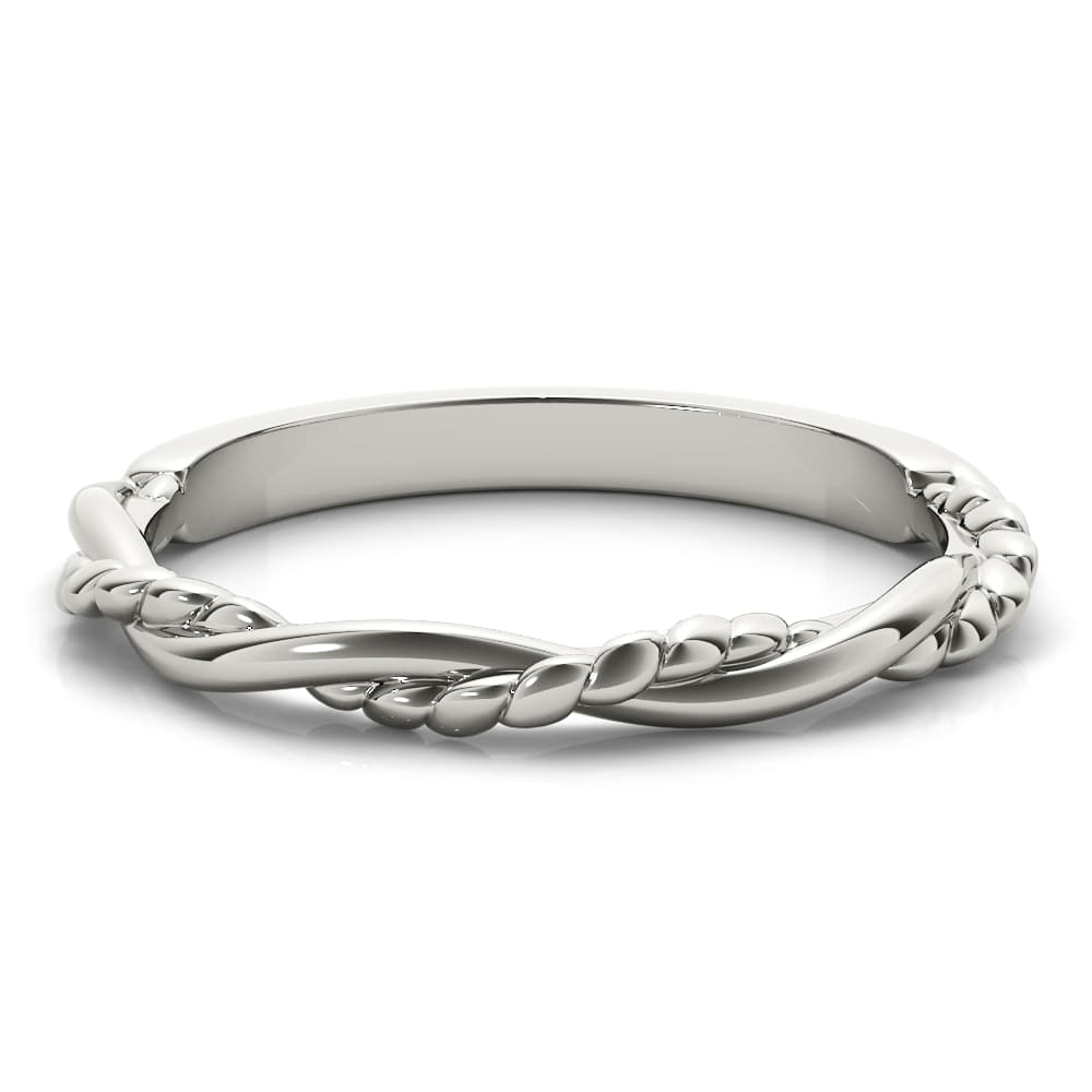 Twisted Filigree Gold Band, On hand view in white gold or platinum