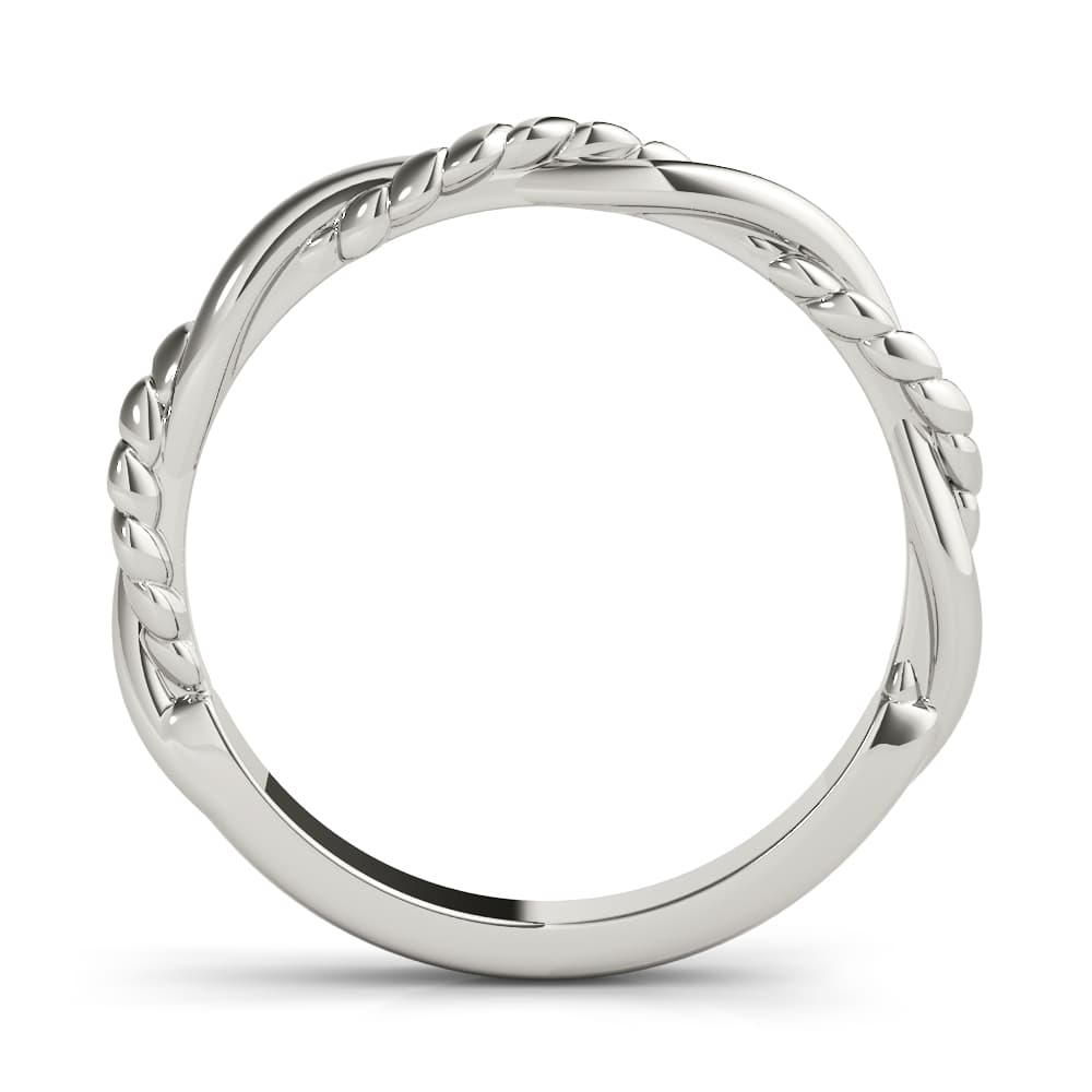 Twisted Filigree Gold Band, Side view in white gold or platinum