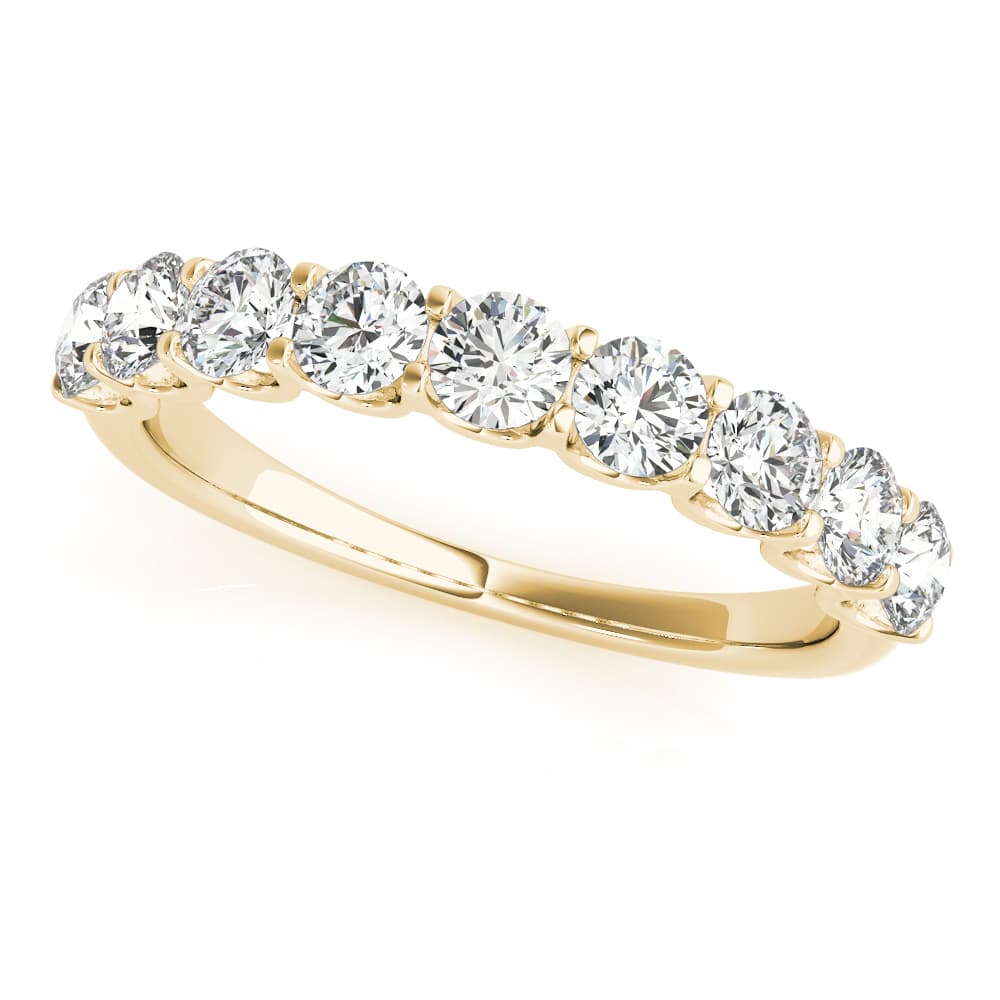Shared Prong Wedding Band (1 1/2 ct. tw.), Front view in yellow gold