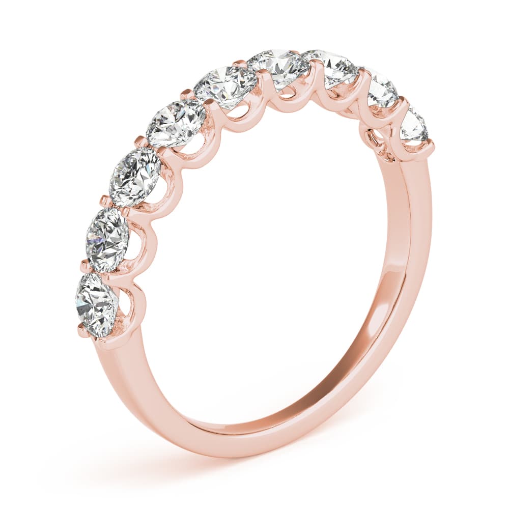Shared Prong Wedding Band (0.99 ct. tw.), Angle view in rose gold