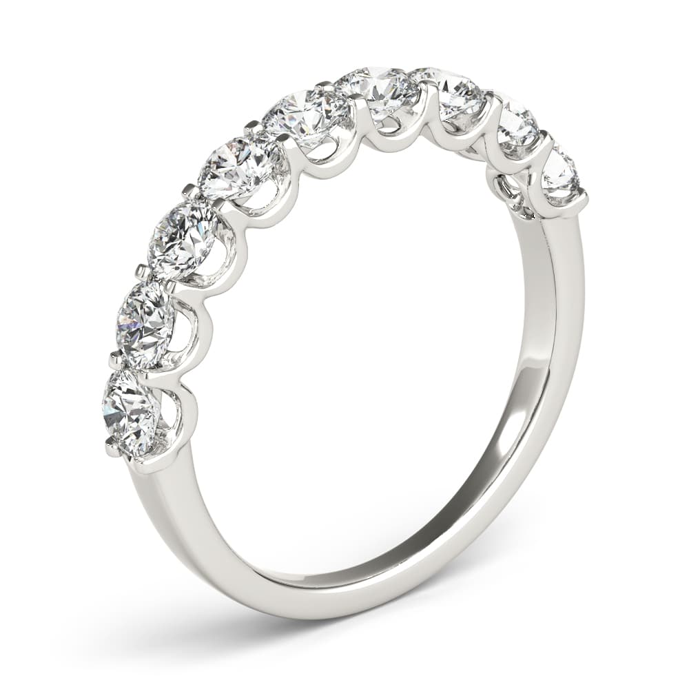 Shared Prong Wedding Band (1 1/2 ct. tw.), Angle view in white gold or platinum