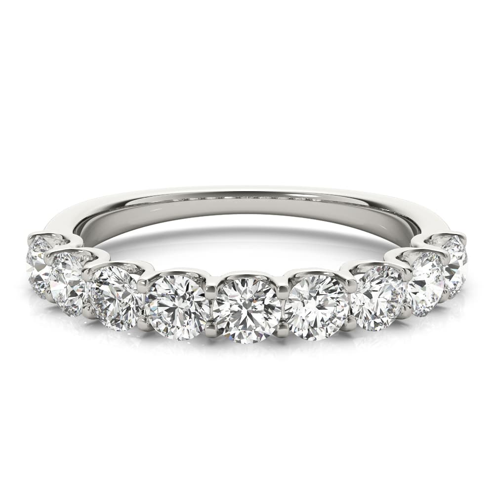 Shared Prong Wedding Band (1 1/2 ct. tw.), On hand view in white gold or platinum