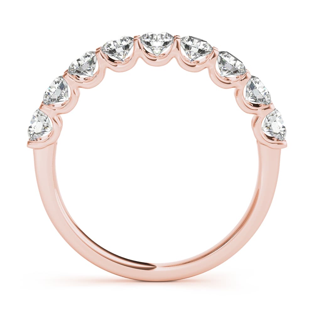 Shared Prong Wedding Band (0.99 ct. tw.), Side view in rose gold
