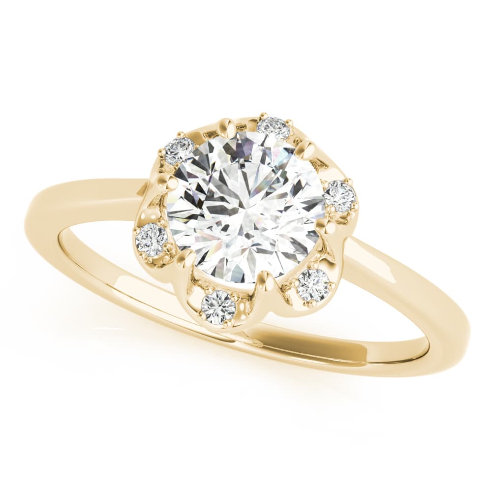 Round Center Engagement Ring, style 85119, Front view in yellow gold
