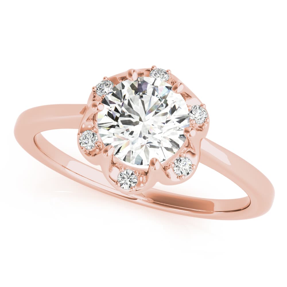 Round Center Engagement Ring, style 85119, Front view in rose gold