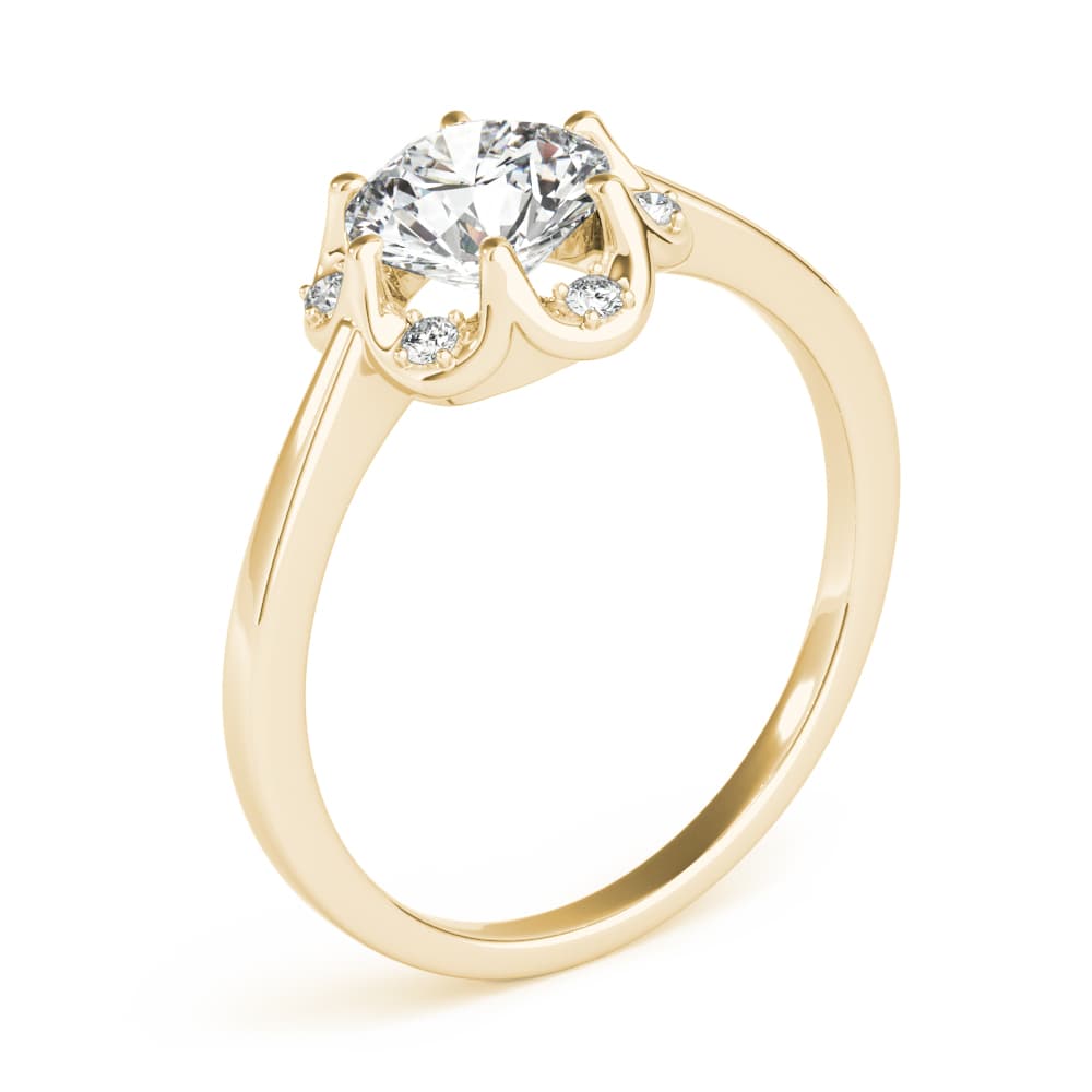 Round Center Engagement Ring, style 85119, Angle view in yellow gold