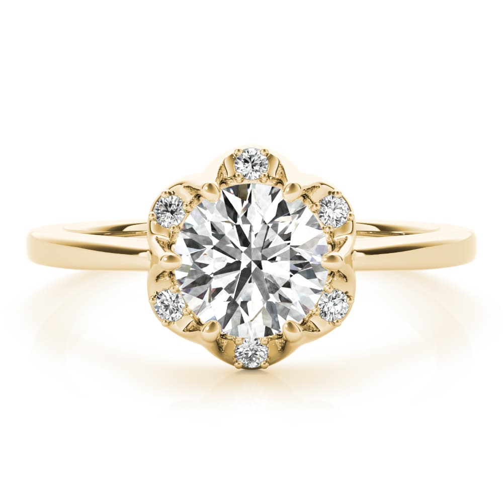 Round Center Engagement Ring, style 85119, On hand view in yellow gold