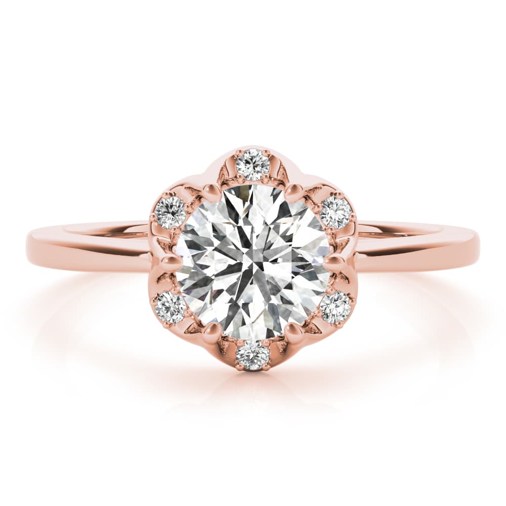 Round Center Engagement Ring, style 85119, On hand view in rose gold