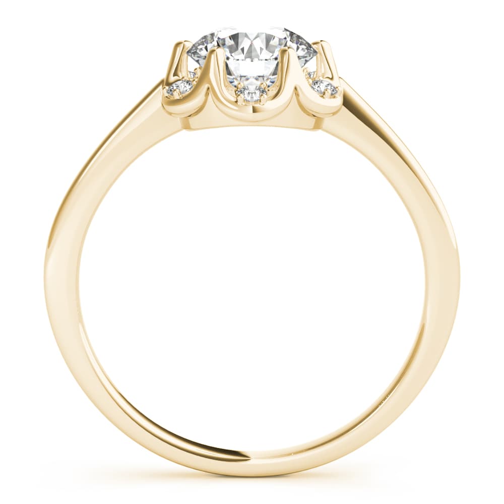 Round Center Engagement Ring, style 85119, Side view in yellow gold