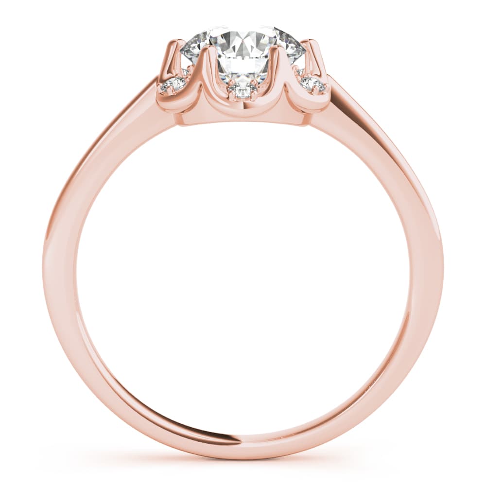 Round Center Engagement Ring, style 85119, Side view in rose gold