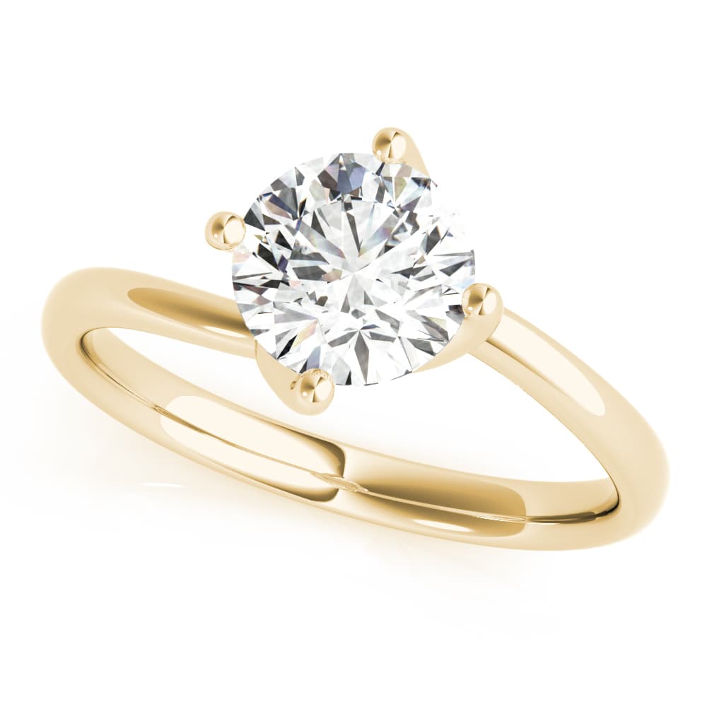 Bypass Solitaire Round Engagement Ring, style 85120, Front view in yellow gold