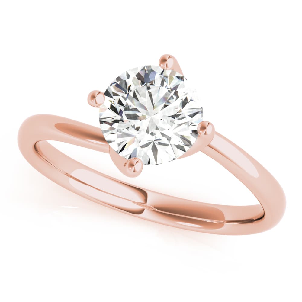 Bypass Solitaire Round Engagement Ring, style 85120, Front view in rose gold