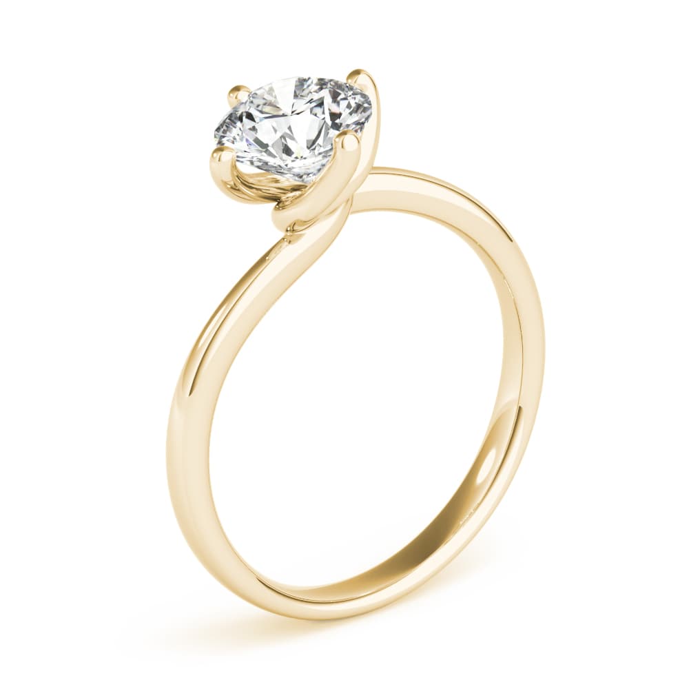 Bypass Solitaire Round Engagement Ring, style 85120, Angle view in yellow gold