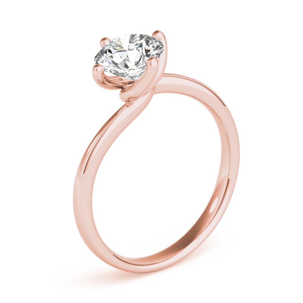 Bypass Solitaire Round Engagement Ring, style 85120, Angle view in rose gold