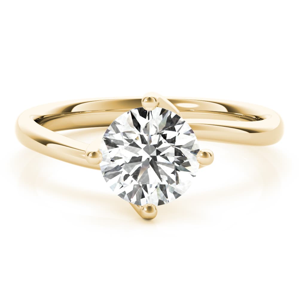 Bypass Solitaire Round Engagement Ring, style 85120, On hand view in yellow gold