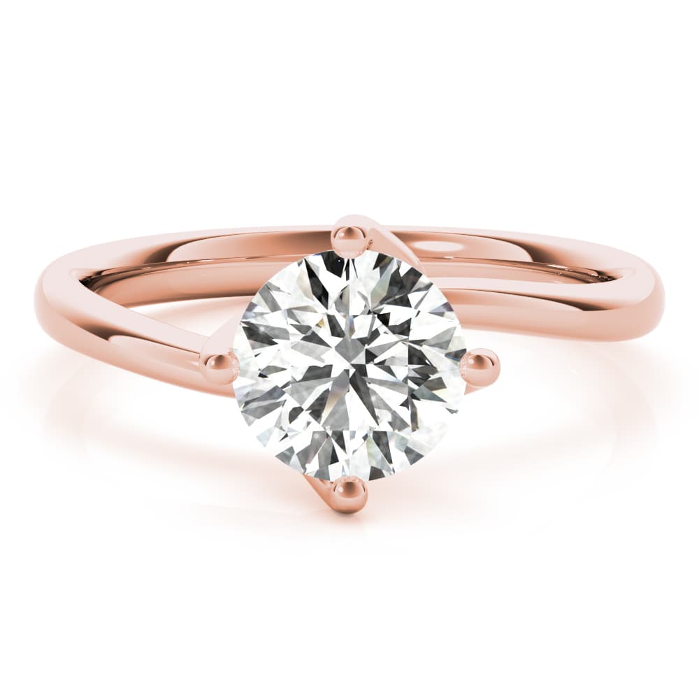 Bypass Solitaire Round Engagement Ring, style 85120, On hand view in rose gold
