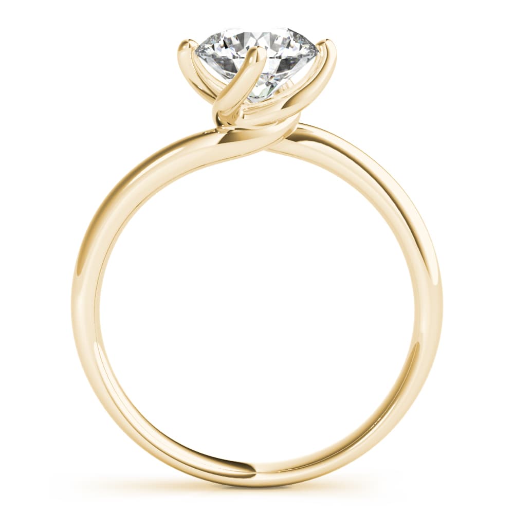 Bypass Solitaire Round Engagement Ring, style 85120, Side view in yellow gold