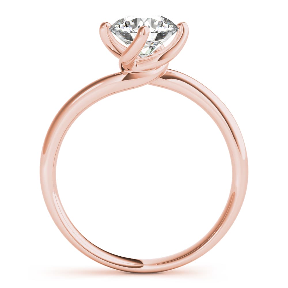 Bypass Solitaire Round Engagement Ring, style 85120, Side view in rose gold