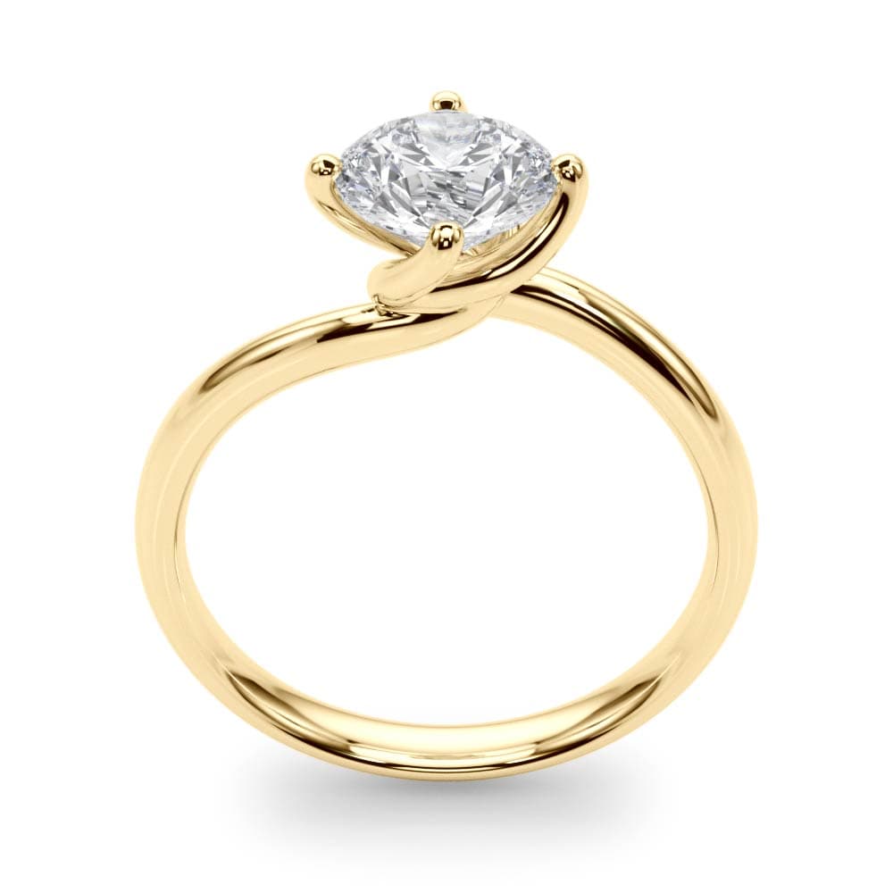 Bypass Solitaire Round Engagement Ring, style 85120, Top view in yellow gold