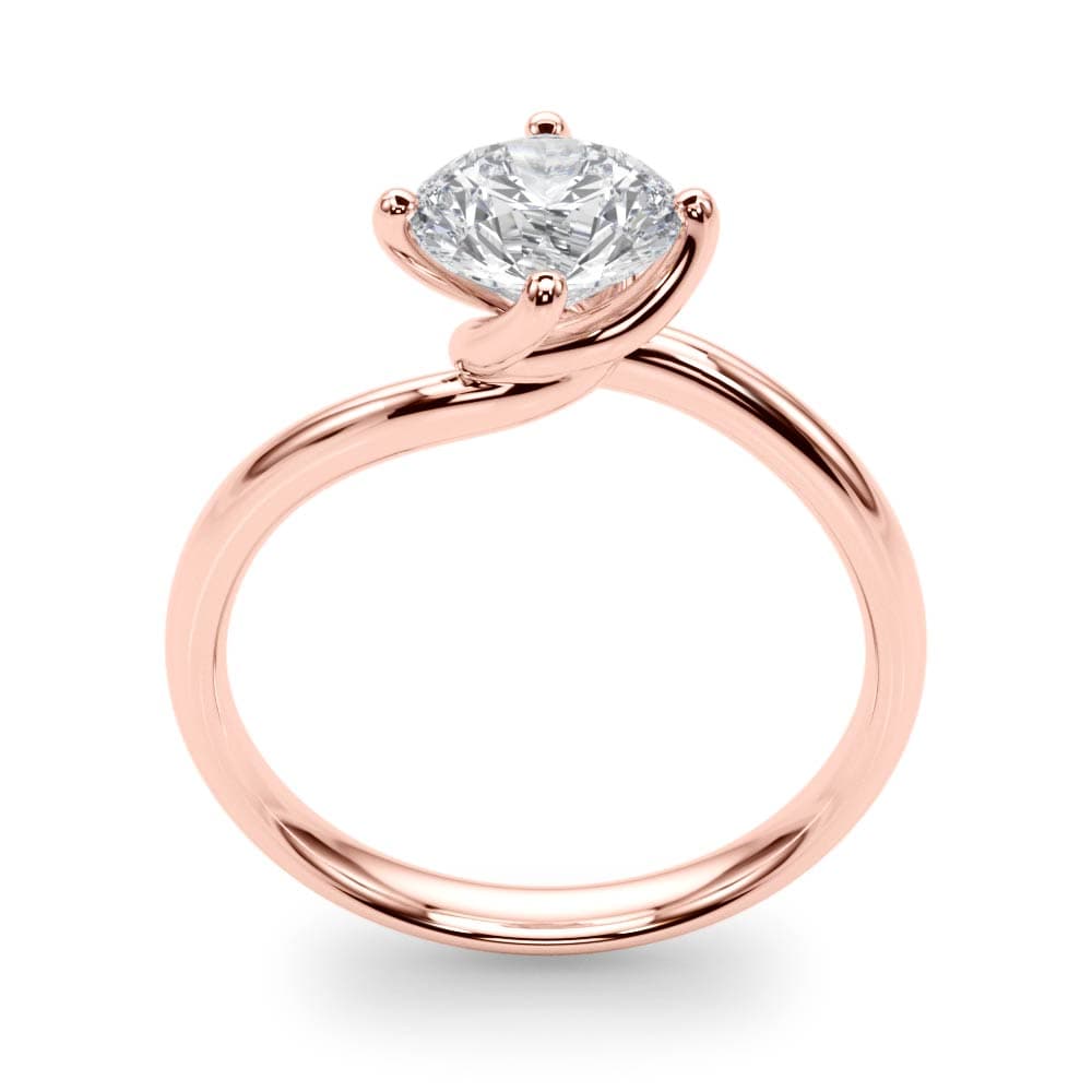 Bypass Solitaire Round Engagement Ring, style 85120, Top view in rose gold