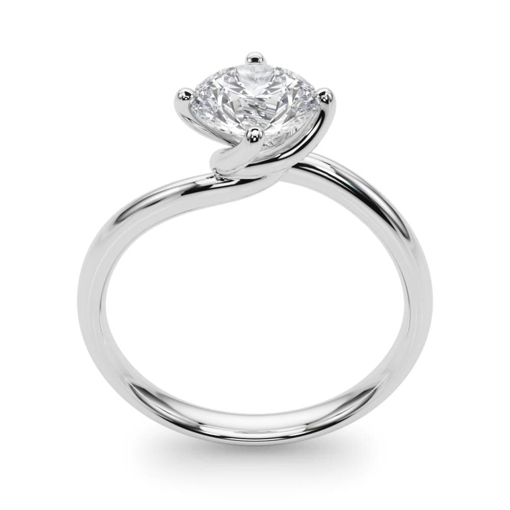 Bypass Solitaire Round Engagement Ring, style 85120, Top view in white gold or platinum