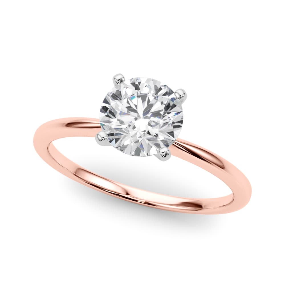 Round 4-Prong Solitaire Engagement Ring, style 85121, Front view in rose gold