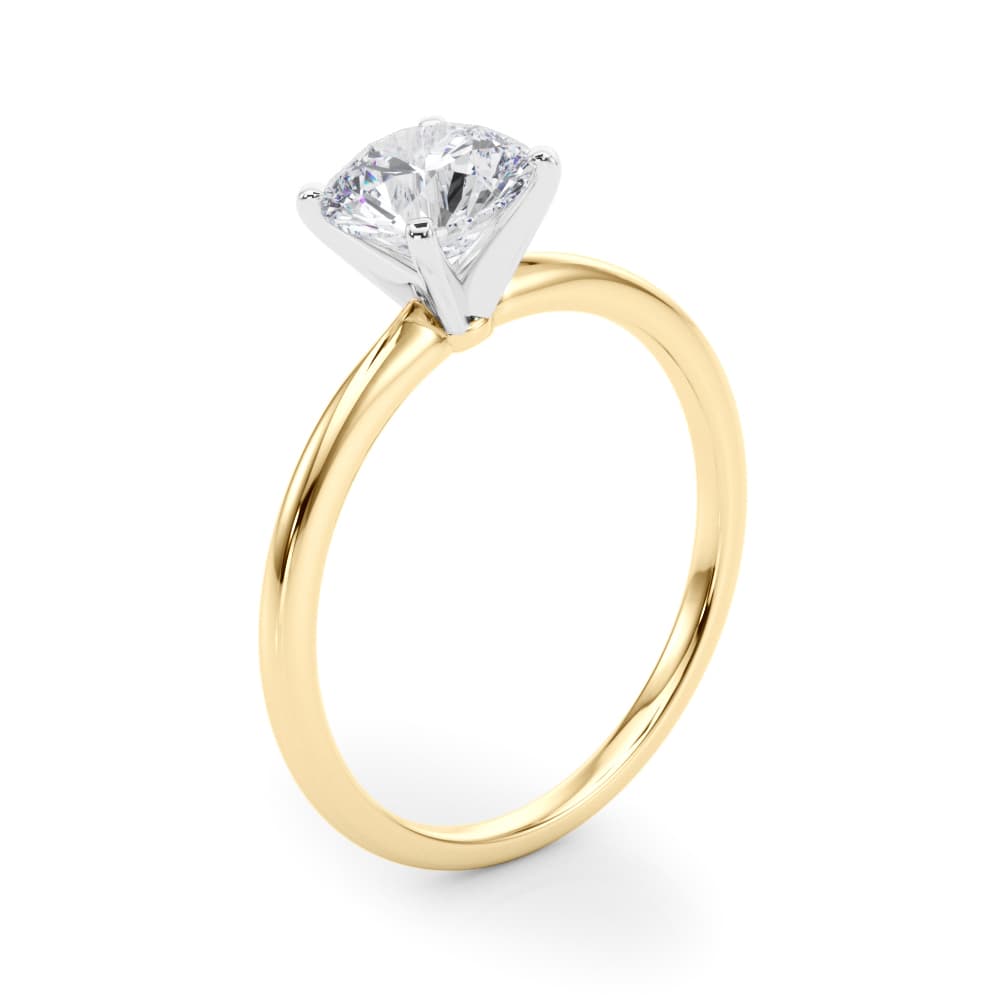 Round 4-Prong Solitaire Engagement Ring, style 85121, Angle view in yellow gold