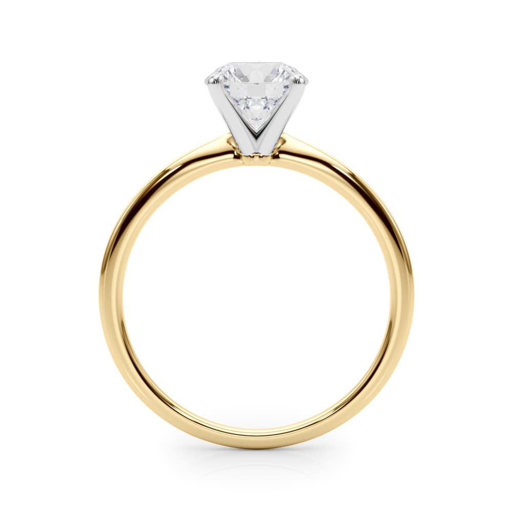 Round 4-Prong Solitaire Engagement Ring, style 85121, Side view in yellow gold