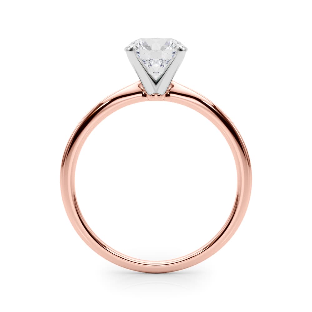 Round 4-Prong Solitaire Engagement Ring, style 85121, Side view in rose gold