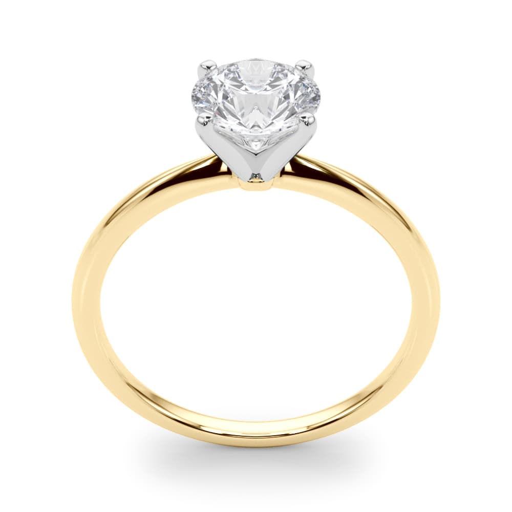 Round 4-Prong Solitaire Engagement Ring, style 85121, Top view in yellow gold