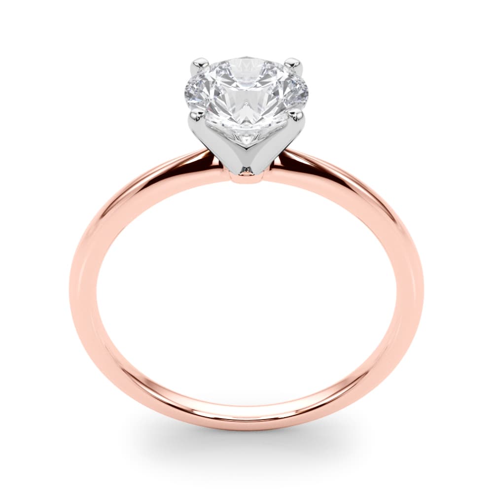 Round 4-Prong Solitaire Engagement Ring, style 85121, Top view in rose gold