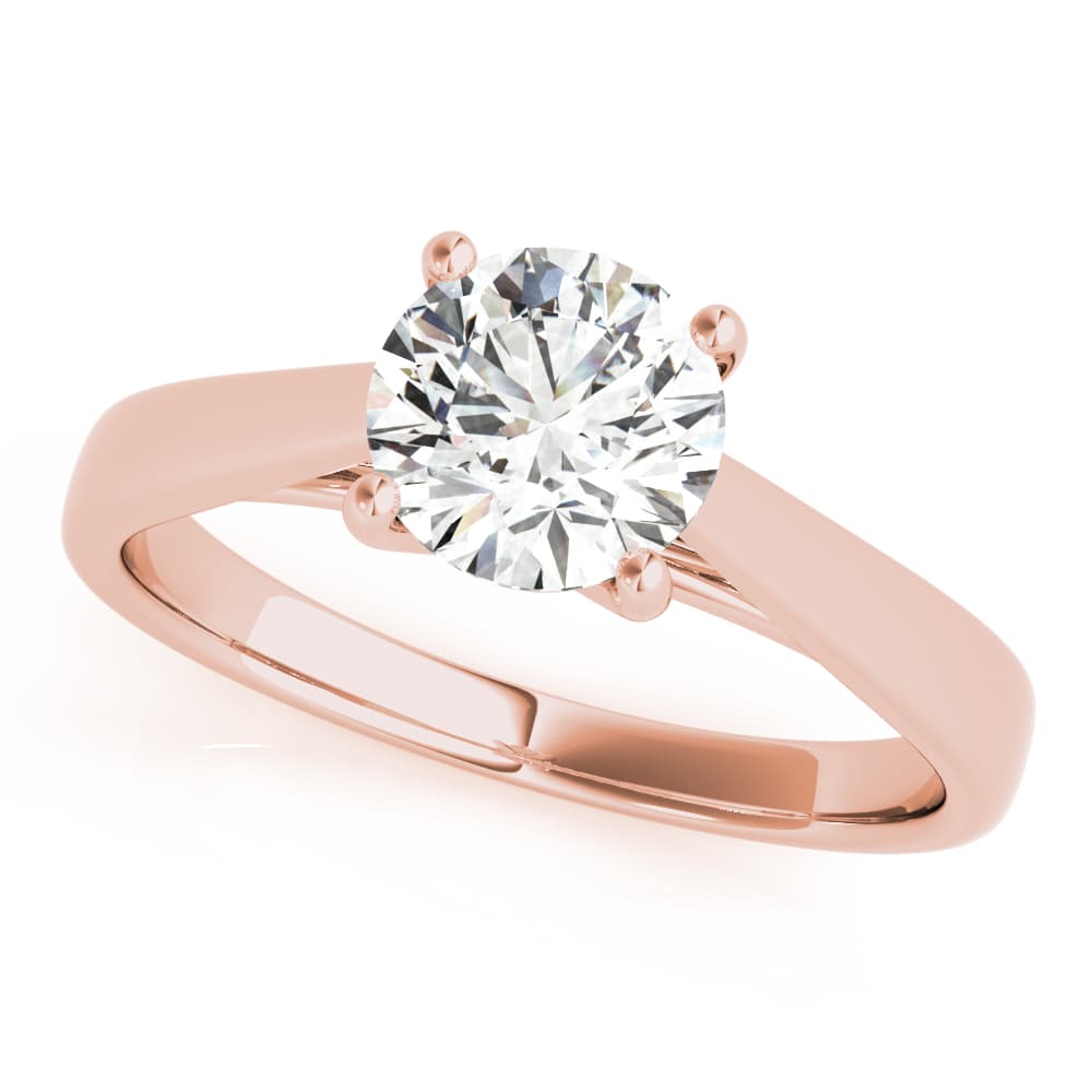 4-Prong Cathedral Solitaire Engagement Ring, style 85122, Front view in rose gold