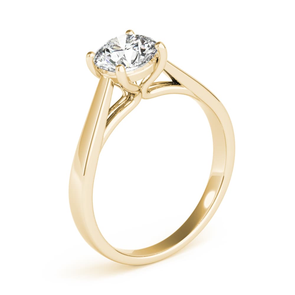 4-Prong Cathedral Solitaire Engagement Ring, style 85122, Angle view in yellow gold