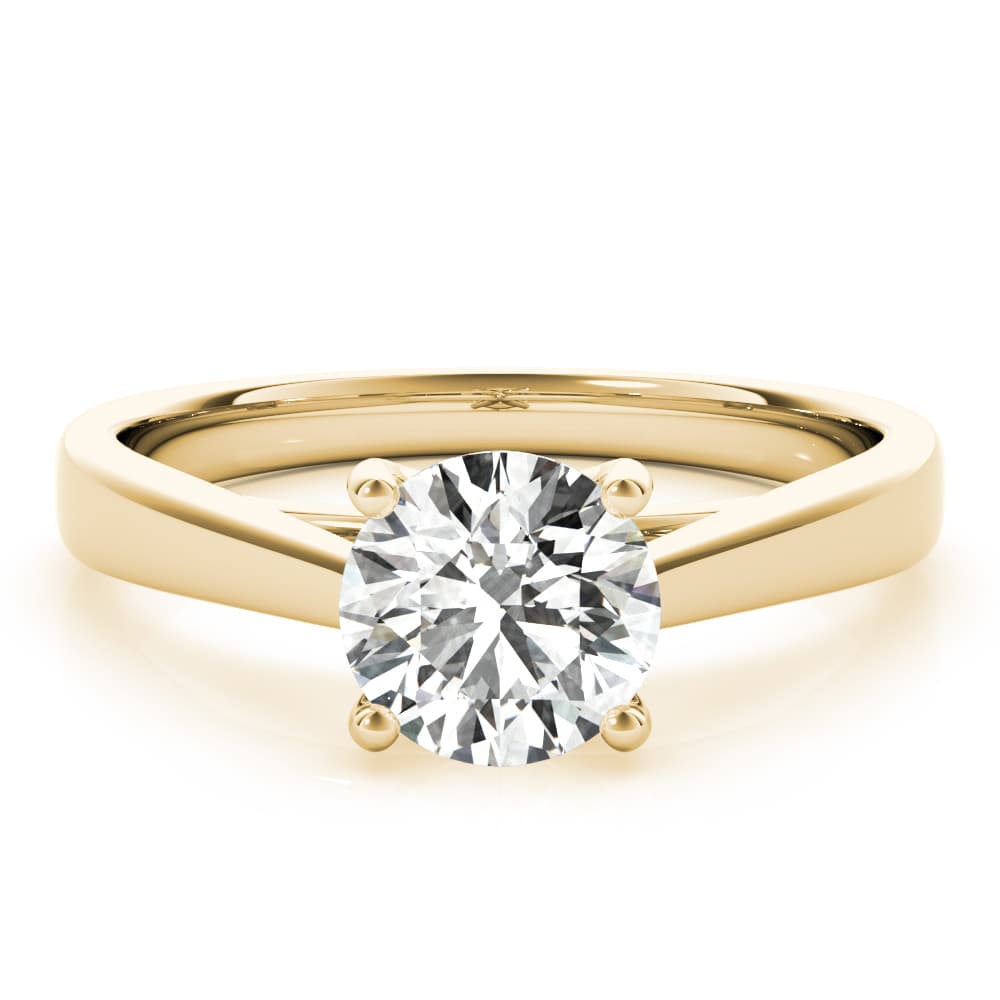 4-Prong Cathedral Solitaire Engagement Ring, style 85122, On hand view in yellow gold