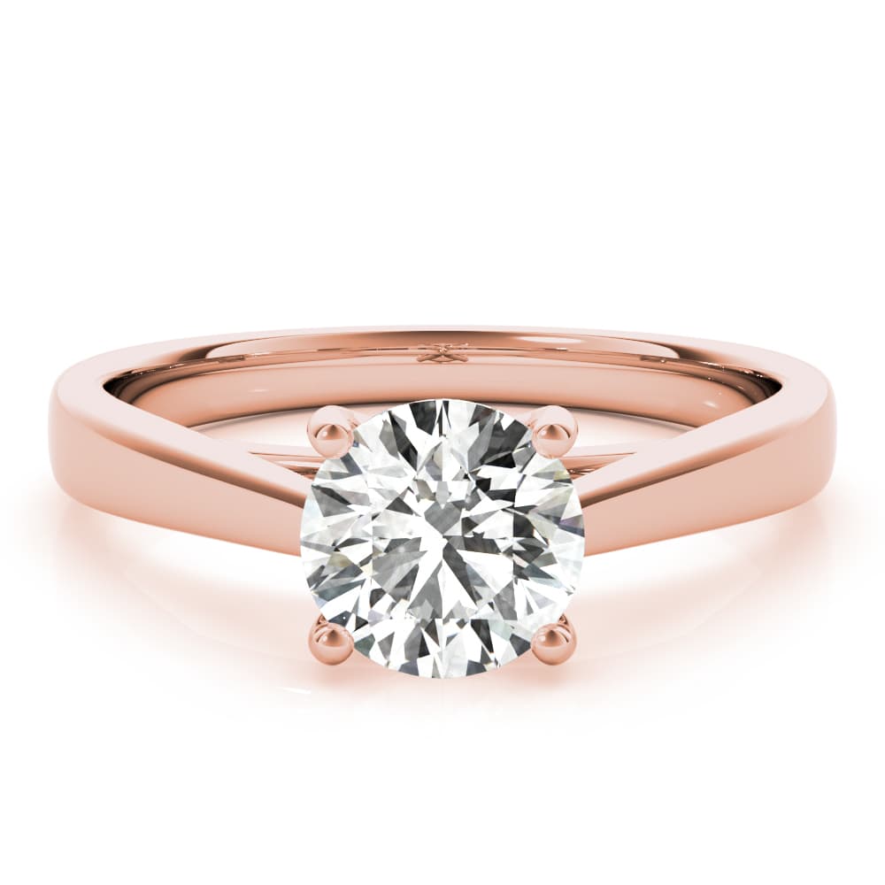 4-Prong Cathedral Solitaire Engagement Ring, style 85122, On hand view in rose gold
