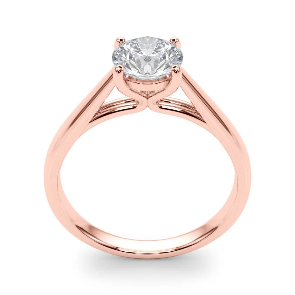 4-Prong Cathedral Solitaire Engagement Ring, style 85122, Top view in rose gold