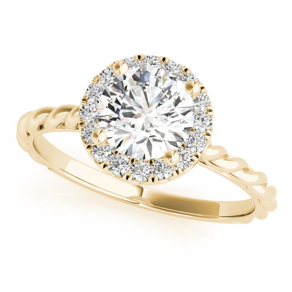 Round Center Engagement Ring, style 85124, Front view in yellow gold