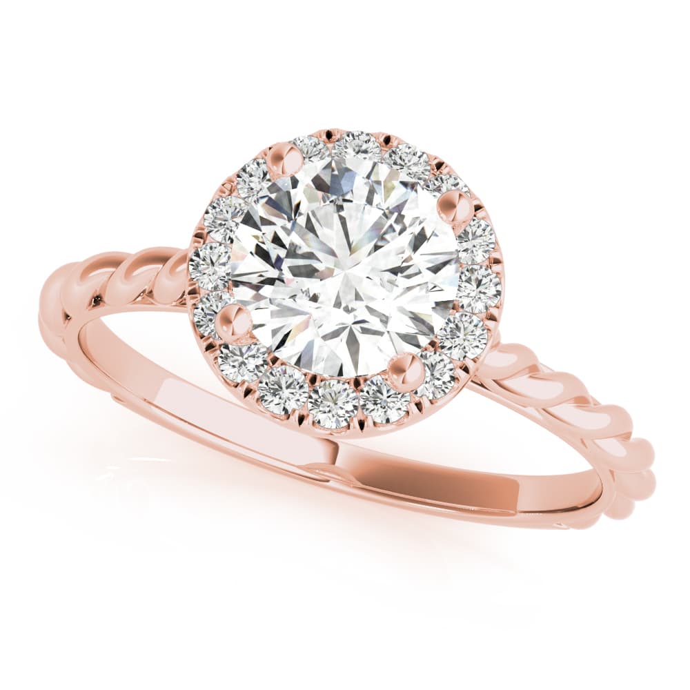 Round Center Engagement Ring, style 85124, Front view in rose gold