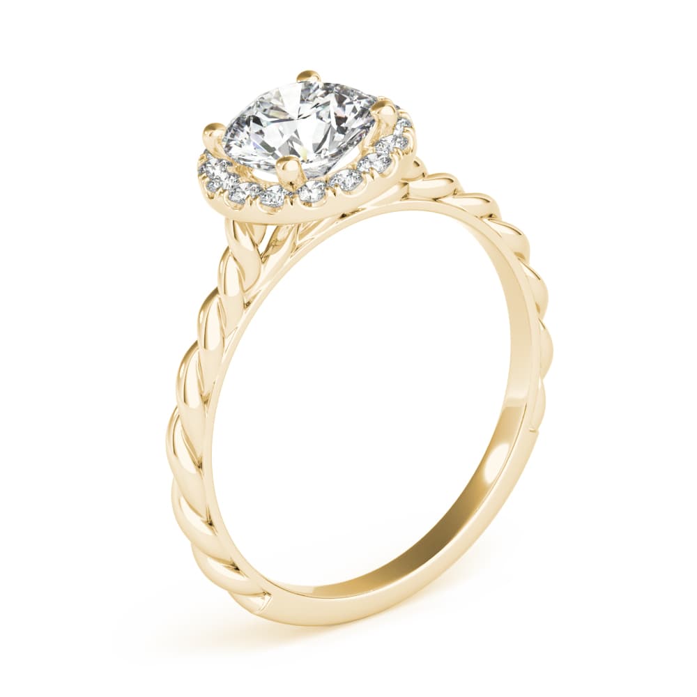 Round Center Engagement Ring, style 85124, Angle view in yellow gold