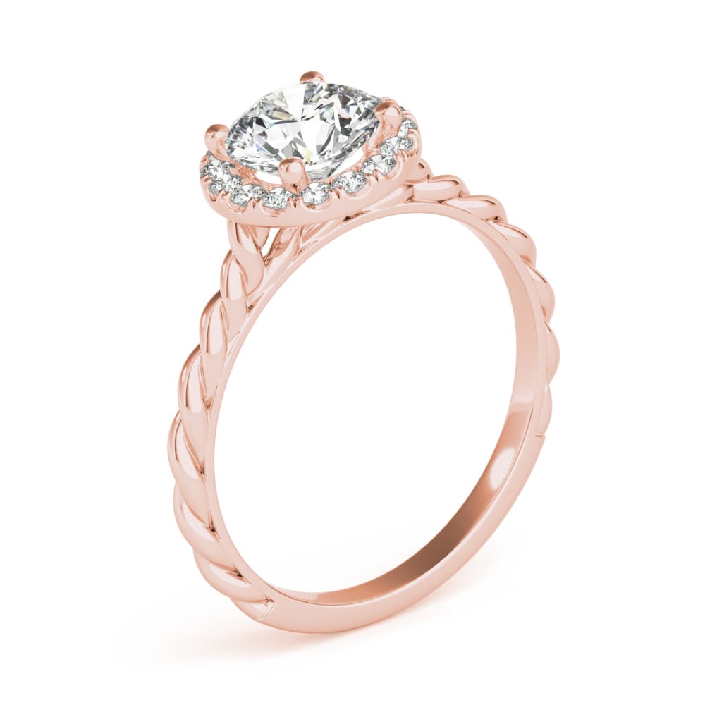 Round Center Engagement Ring, style 85124, Angle view in rose gold