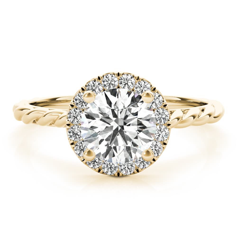 Round Center Engagement Ring, style 85124, On hand view in yellow gold